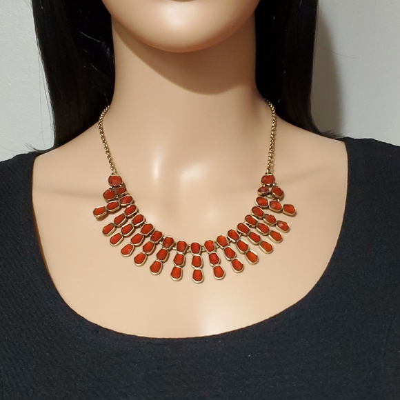 Lucky Brand Dark Orange Rhinestone Necklace - Picture 6 of 7